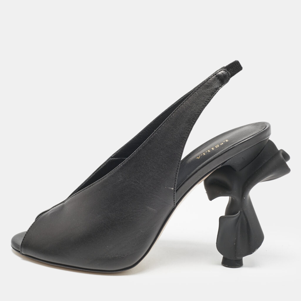 Le Silla Black Leather Candy Peep Toe Pumps Size 38