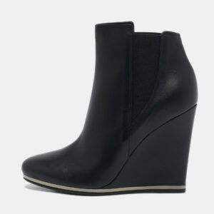 Le Silla Black Leather Wedge Ankle Boots Size 39