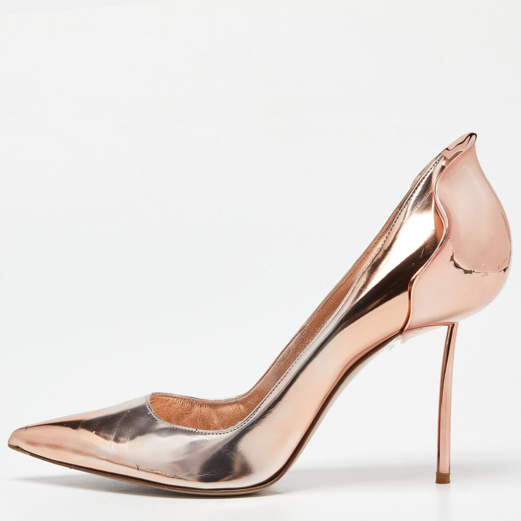 luxury-women-le-silla-used-shoes-p992888-009 Le Silla Rose Gold Leather Petalo Pumps Size 41