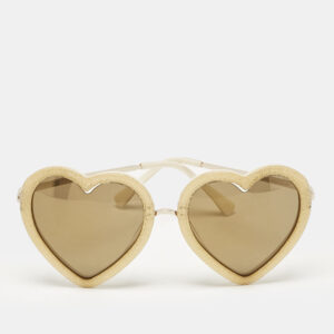 Linda Farrow x Markus Lupfer Gold/Black Glitter Heart Shape Sunglasses