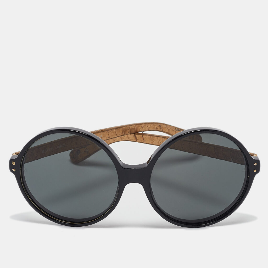 luxury-women-linda-farrow-used-accessories-p1077352-001 Linda Farrow Black/Gold LFL/67/18 Round Sunglasses