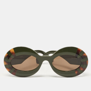 Loewe Green/Black LW400911 Anagram Frame Oval Sunglasses