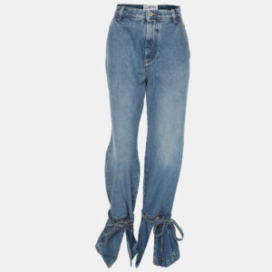 Loewe Washed Blue Denim Tie Cut Panel Jeans S