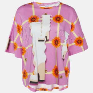 Loewe Pink Wallpaper Print Cotton Crew Neck T-Shirt S