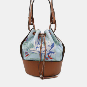 Loewe Blue Brown Canvas Leather Paula Balloon Bag