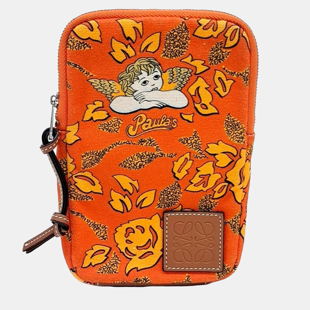 luxury-women-loewe-used-handbags-p1147558-003 Loewe Orange Fabric mini pouch