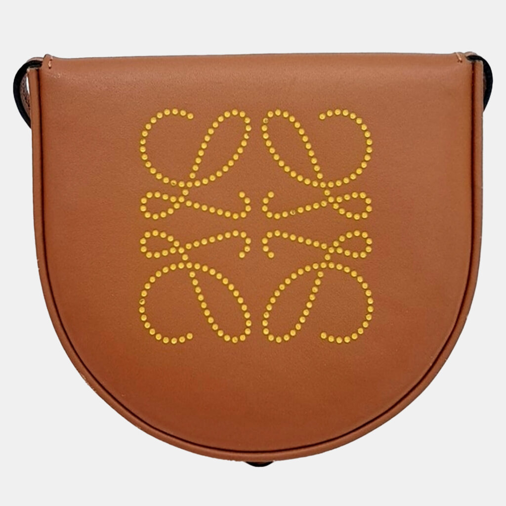 luxury-women-loewe-used-handbags-p1147582-002 Loewe Brown Leather heel pouch mini crossbody bag