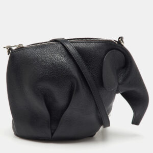 Loewe Black Leather Mini Striped Elephant Crossbody Bag