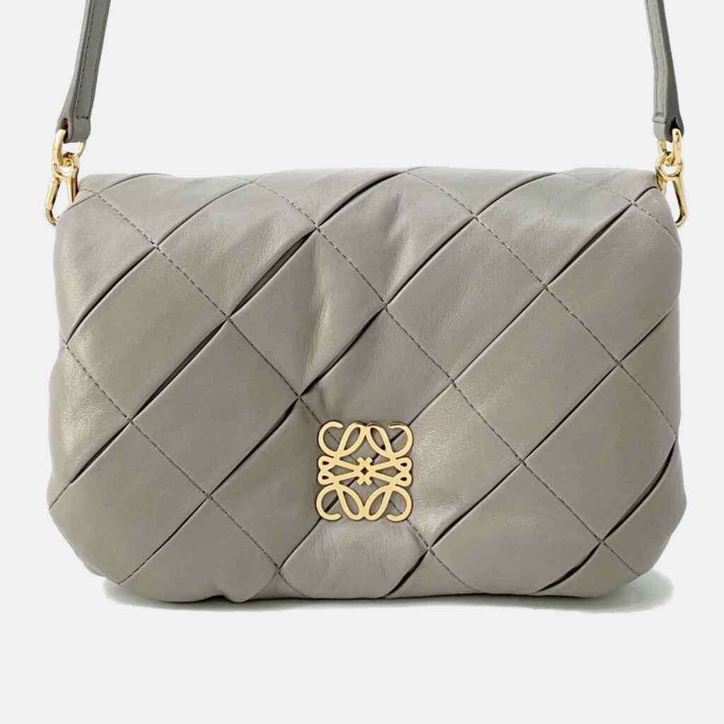 luxury-women-loewe-used-handbags-p1153947-013 Loewe Pearl Grey Lambskin Goya Puffer Shoulder Bag