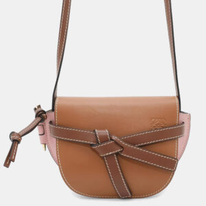 Loewe Brown/Pink Leather Mini Gate Shoulder Bag