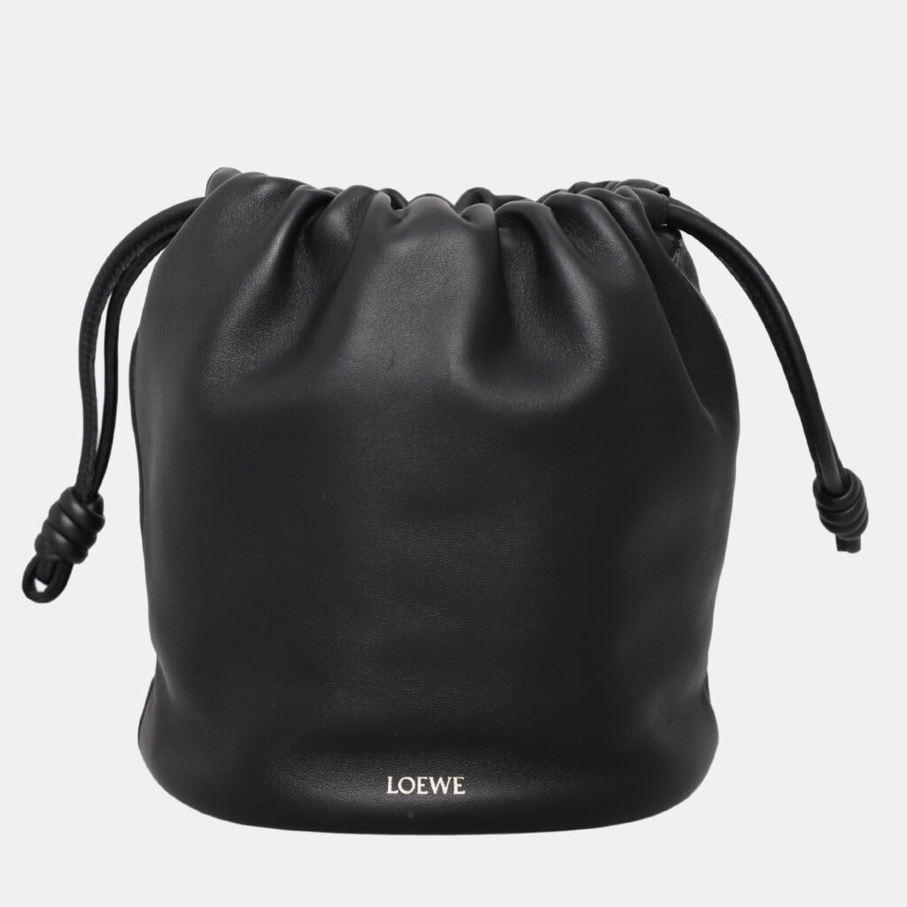luxury-women-loewe-used-handbags-p1163064-003 Loewe Black Leather Flamenco Small Bucket Bag