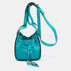 Loewe Teal Green Leather Mini Hammock Drawstring Bag
