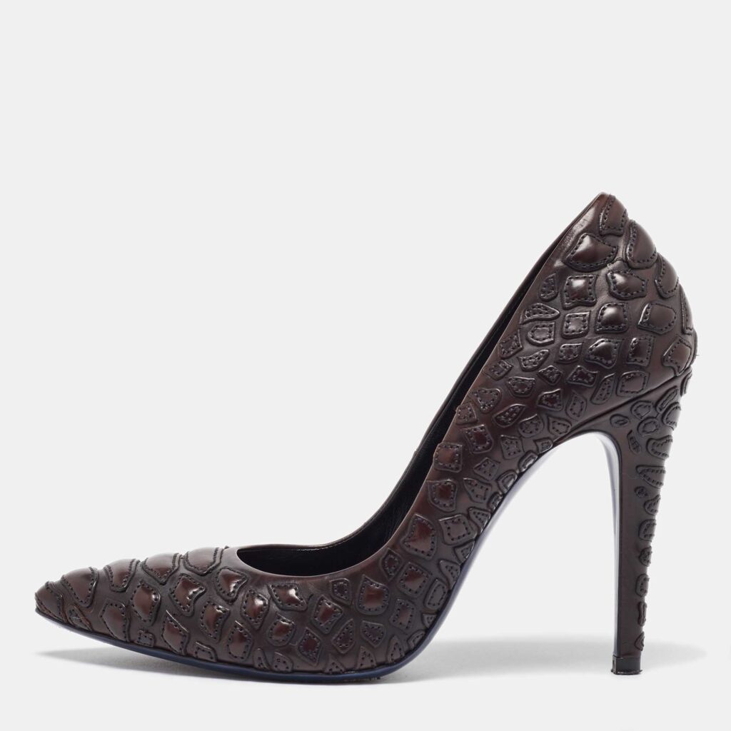 luxury-women-loriblu-used-shoes-p1040616-003 Loriblu Brown Leather Pointed Toe Pumps Size 38