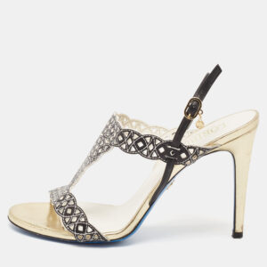 Loriblu Black/White Leather Slingback Sandals Size 40