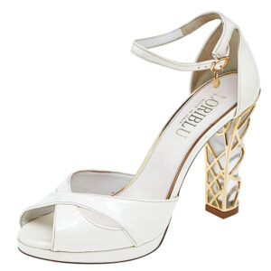 Loriblu White Patent Leather Ankle Strap Sandals Size 37