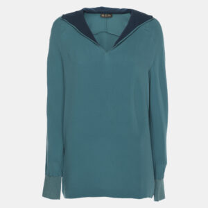 Loro Piana Blue Silk Hoodie XL
