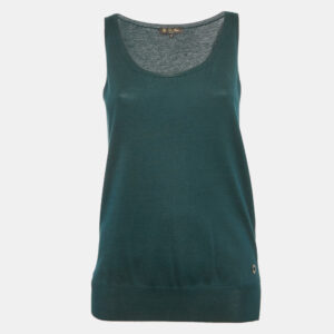 Loro Piana Blue Silk Blend Knit Sleeveless Top M