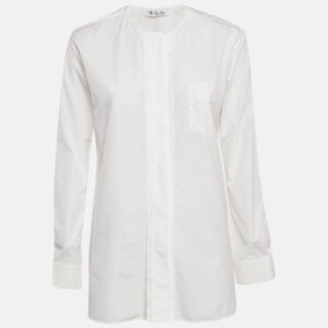 Loro Piana White Cotton Button Front Blouse S