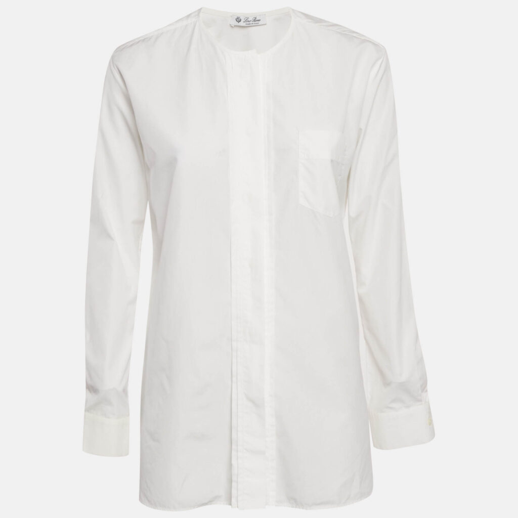 luxury-women-loro-piana-used-clothes-p1129756-001 Loro Piana White Cotton Button Front Blouse S