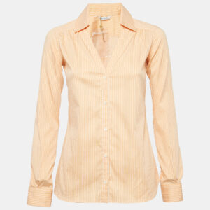 Loro Piana Orange Striped Cotton Blend Shirt S
