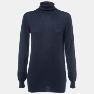 Loro Piana Navy Blue Cashmere Turtleneck Sweater L