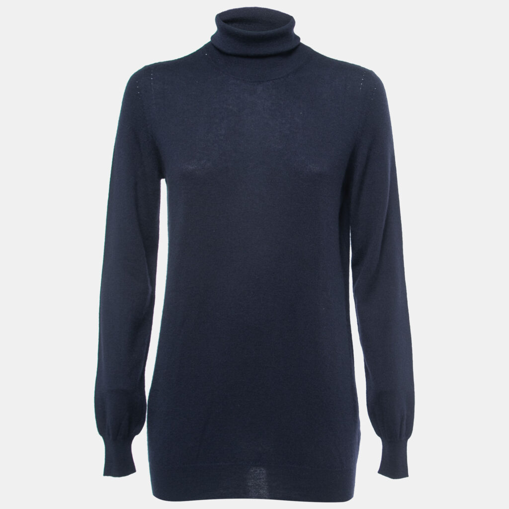 luxury-women-loro-piana-used-clothes-p859753-001 Loro Piana Navy Blue Cashmere Turtleneck Sweater L