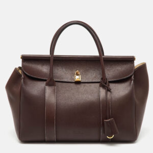 Loro Piana Dark Brown Leather Loom L32 Top Handle Bag