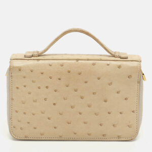 Loro Piana Ivory Ostrich Zip Around Wallet