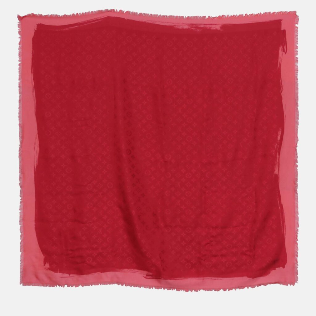 luxury-women-louis-vuitton-new-accessories-p1162995-002 Louis Vuitton Red Silk Wool Monogram Scarf