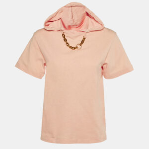 louis vuitton pink cotton chain detail hooded t-shirt xs