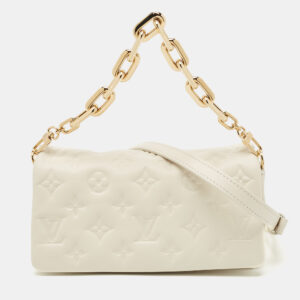 Louis Vuitton White Monogram Embossed Leather Pochette Coussin Bag