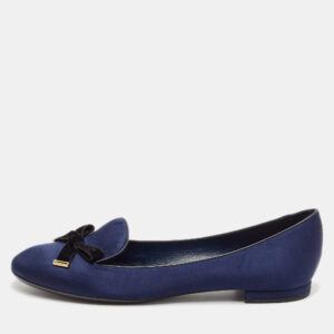 Louis Vuitton Blue Satin Cherie Smoking Slippers Size 39.5