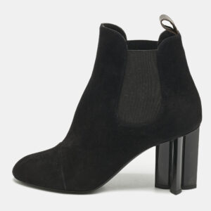 Louis Vuitton Black Suede Uniform Ankle Boots Size 38.5