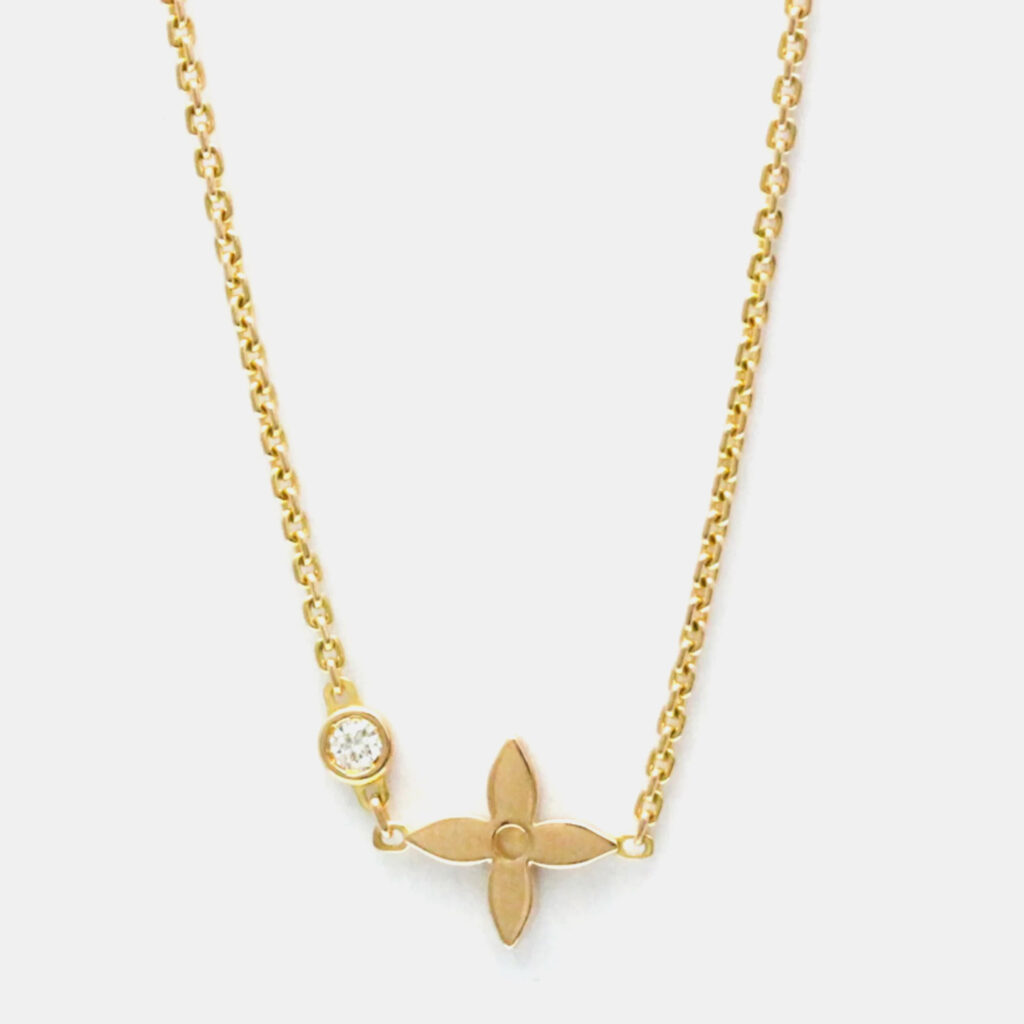 luxury-women-louis-vuitton-used-accessories-p1142996-010 Louis Vuitton 18K Rose Gold and Diamond Monogram Idylle Pendant Necklace