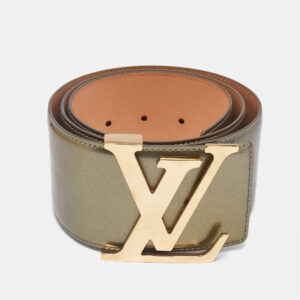 Louis Vuitton Olive Green Vernis Leather LV Initiales Wide Belt 85CM