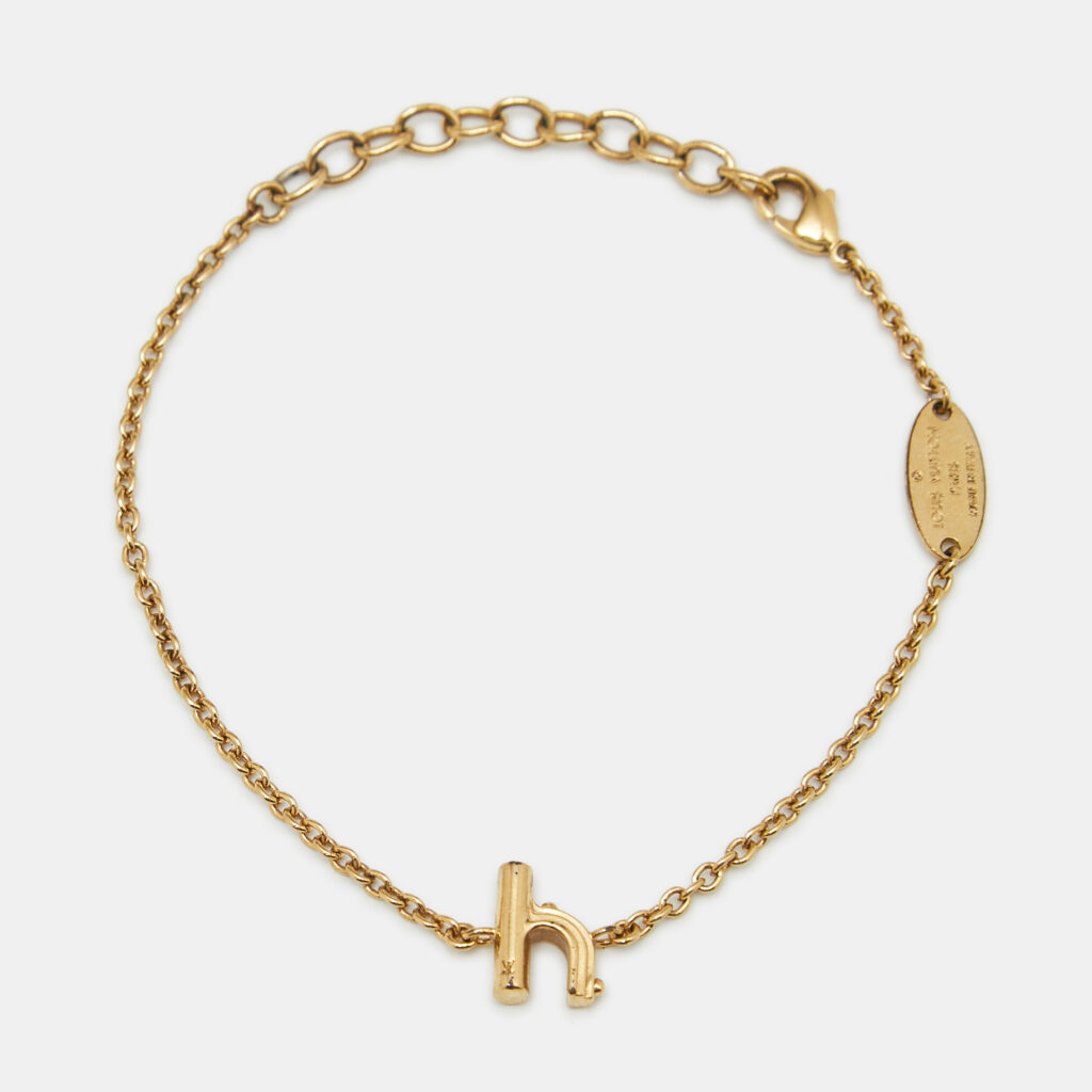 luxury-women-louis-vuitton-used-accessories-p1166970-002 Louis Vuitton LV & Me Letter H Gold Tone Bracelet