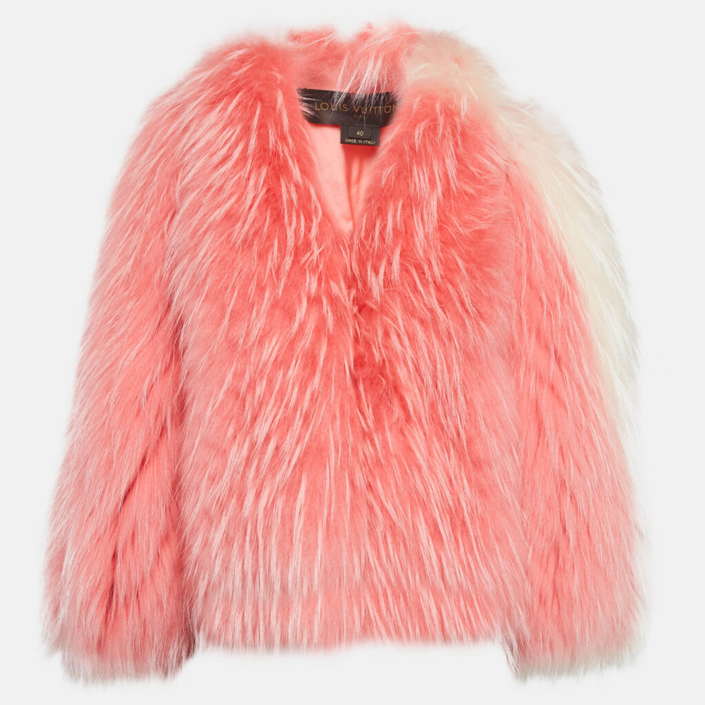 luxury-women-louis-vuitton-used-clothes-p1069160-001 Louis Vuitton Pink Raccoon Fur Crop Jacket M