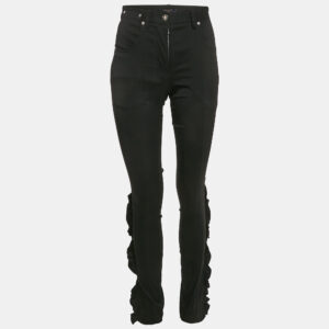 Louis Vuitton Black Crepe Ruffled Pants S