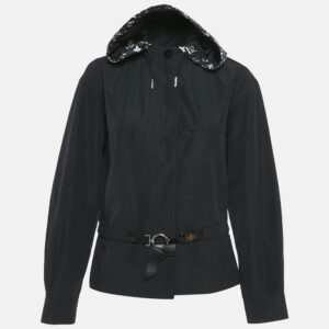Louis Vuitton Black Nylon and Cotton Detachable Hoodie Button Front Jacket S
