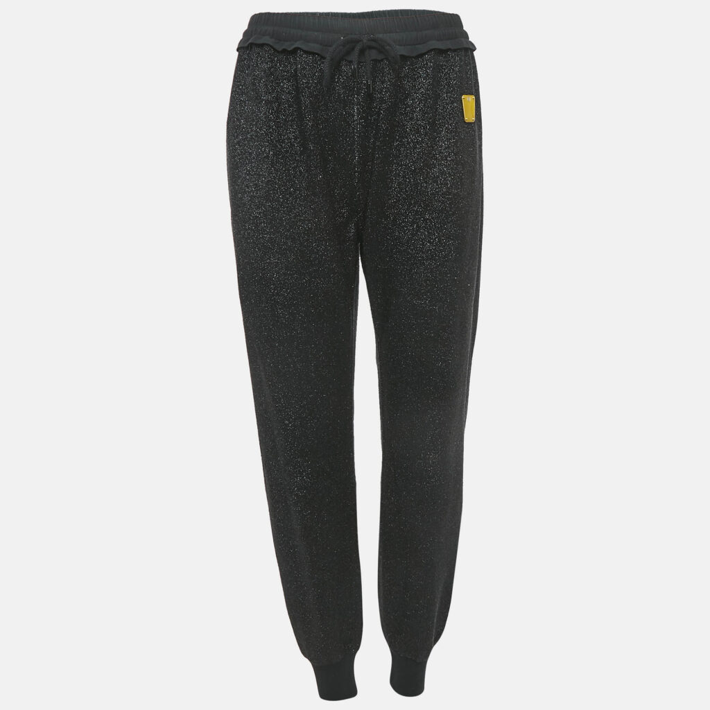 luxury-women-louis-vuitton-used-clothes-p1111280-001 Louis Vuitton Black Lurex Knit Jogger Pants XS