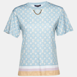 louis vuitton multicolor mix monogram cotton chain crew neck t-shirt xs