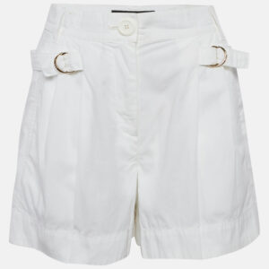 Louis Vuitton White Cotton Buckle Detail Shorts S