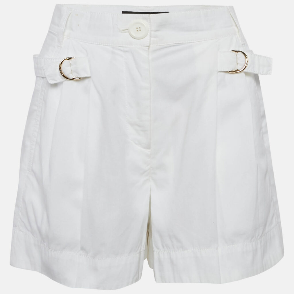 Louis Vuitton White Cotton Buckle Detail Shorts S