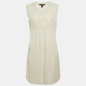 Louis Vuitton Grey Wool Blend Ruched Sleeveless Short Dress L