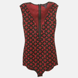 louis vuitton black lv jacquard knit bodysuit s