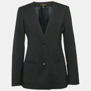 louis vuitton black wool single breasted blazer m