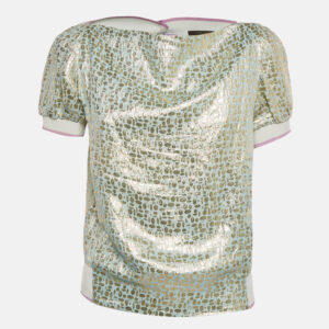 louis vuitton purple/blue brocade silk top s