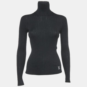 Louis Vuitton Black Rib Knit Turtleneck Pullover XS