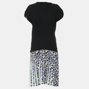 Louis Vuitton Black White & Blue Monogram Pleated Dress Size M