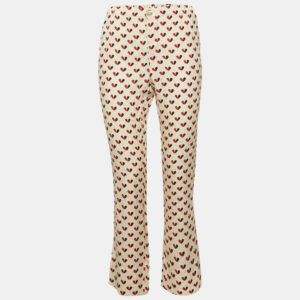 Louis Vuitton Cream Printed Satin Pants S